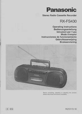 Panasonic # Bedienungsanleitung # Cassetten Recorder # RX-FS430 # 7 Sprachen - Bild 1 von 3
