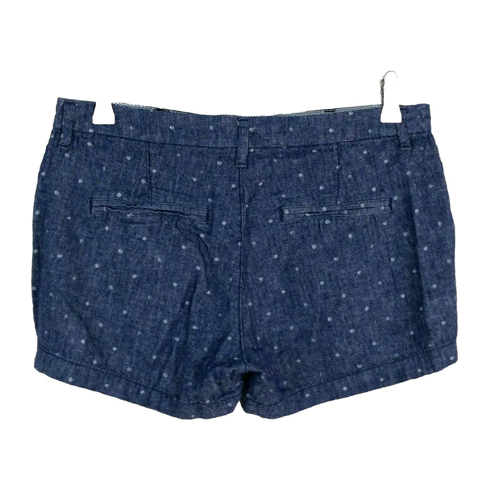 Pantalones cortos informales antiguos azul marino mezcla de lino todos los días mujer talla 8 tiro medio lunares azules Foto 2 de 3