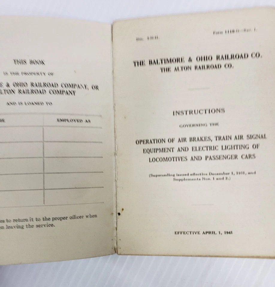 Lot of 2 Guidebooks Instructions and Air Brake Rules Baltimore & Ohio Railroad - Image 3 of 4