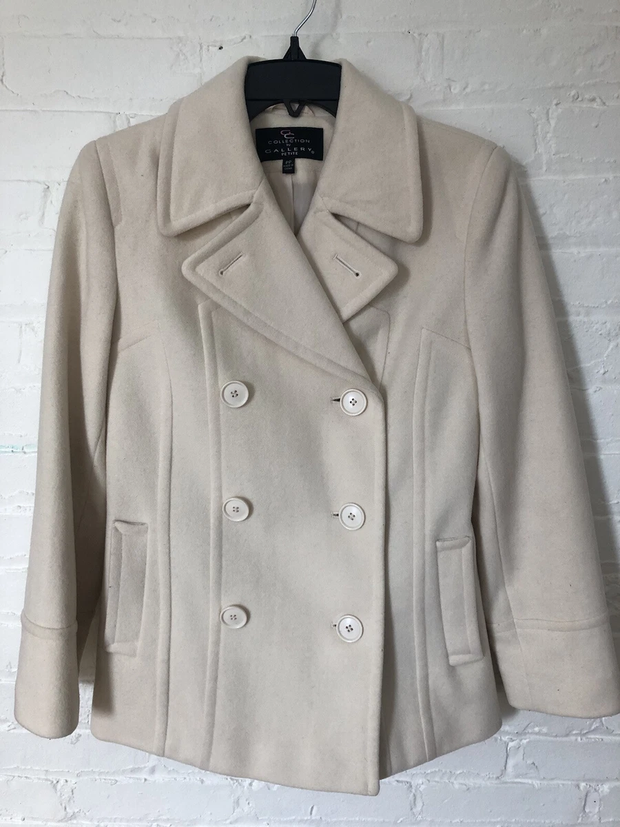 Cream Color Peacoat Size PP Double Breasted Wool Blend
