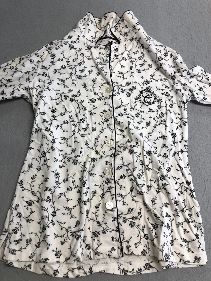 Juego de pijama Chaps para mujer pequeño clásico floral negro/blanco logotipo bolsillo conjunto para dormir Foto 2 de 4