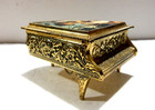 Vintage Gold Toned Flower Engraved Piano Music Box Made In Japan