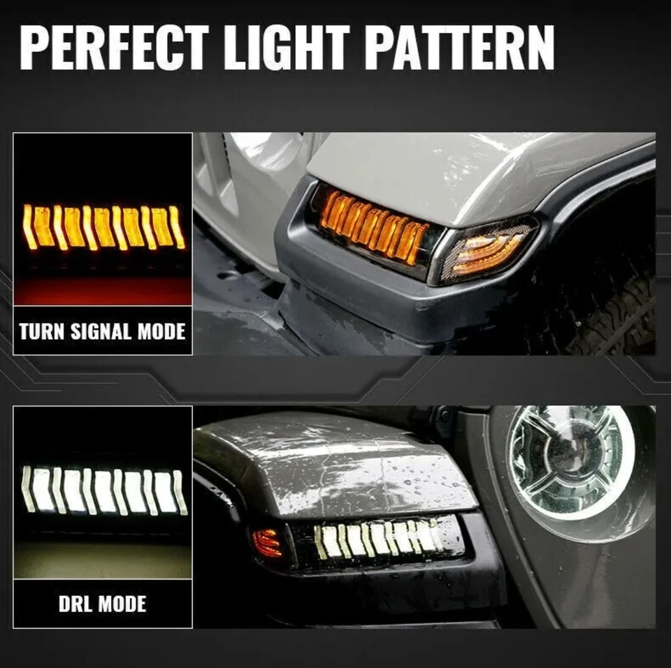 LED SEQUENTIAL TURN LIGHTS & DRL FOR JEEP WRANGLER JL & GLADIATOR JT  SMOKE LENS - Image 2 of 4