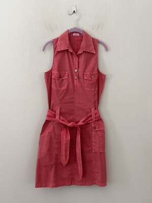 Max & Co by Max Mara Women's Sz 42 / 6 Chambray Collared Tie Waist Tank Dress