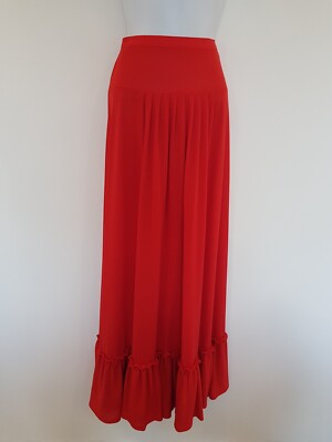 Vintage Rock rot lang Maxi Abend Anlass Gr. 8 gefüttert Bauer Flamenco Gypsy