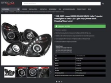 Spec-D Tuning LHP-GS30098JM-RS Halo Projector Headlight Black for 98-05 GS 300