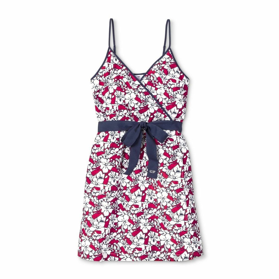 NEW Vineyard Vines x Target XL 1X Whale Floral Red White Blue Dress