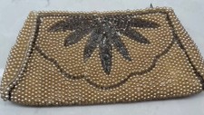 Vintage Purse Clutch Art Deco Edwardian Pearl Beads, Silver-ish tubed beads