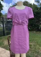 SEE by CHLOE PINK SHORT SLEEVE BELT DETAIL CASUAL COTTON SHEATH DRESS Sz 8 NWT