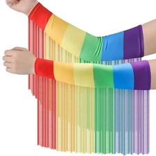 Rainbow Arm Warmer Halloween Rainbow Fringe Rave Outfits Women Fringe Warmer ...