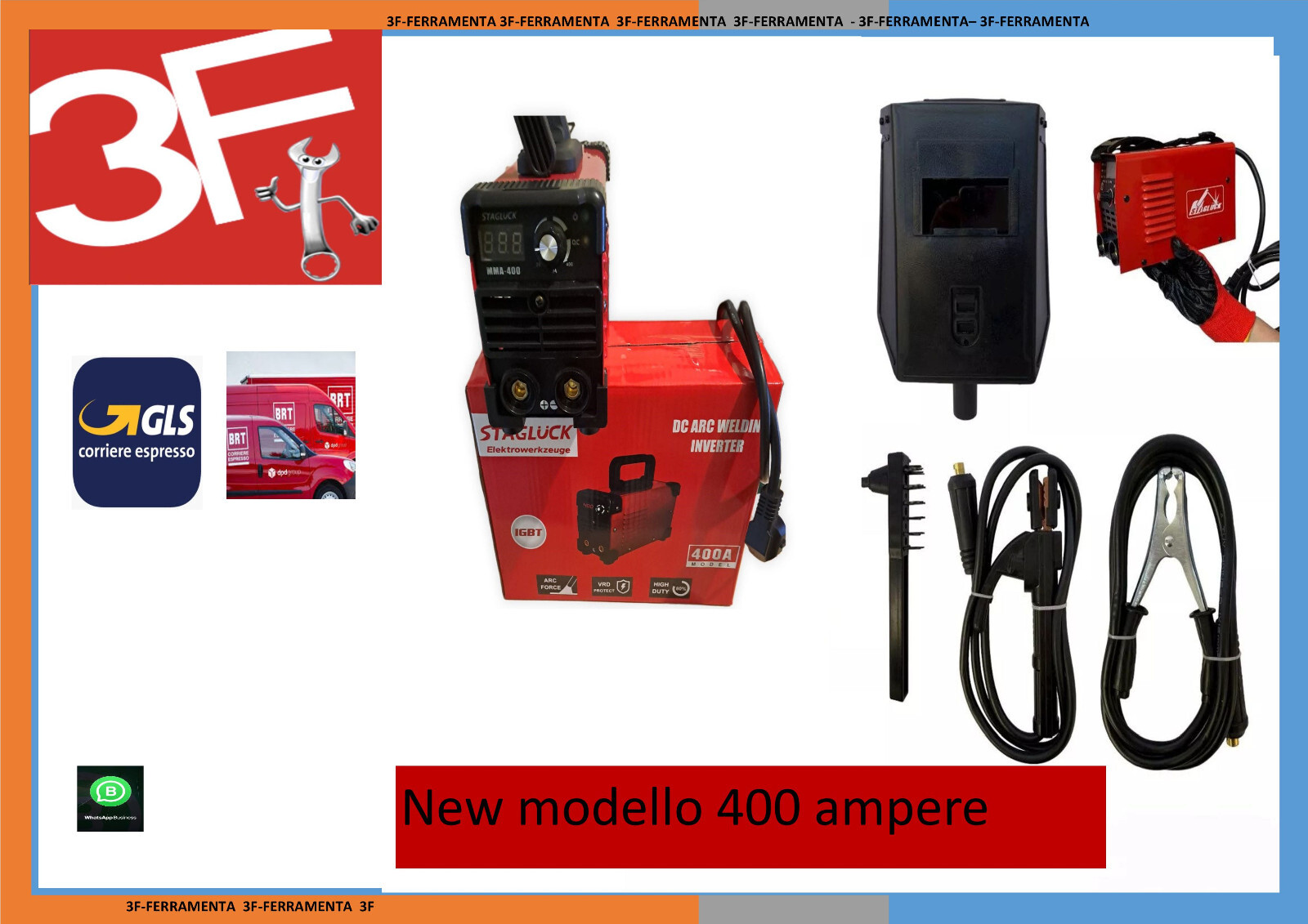 Mini saldatrice ad elettrodo elettrica inverter elettrodo 1.6 - 3.2mm 400 Ampere