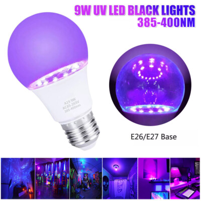9W E26 E27 UV LED Black light Bulbs Fluorescent Neon Night Lamp