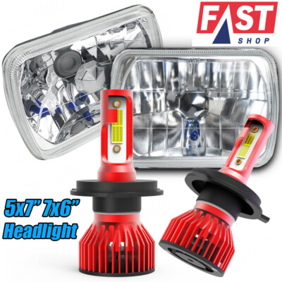 2PCS For Ford E-150 E-250 E-350 7x6'' LED Headlight Sealed H6054 Square Headlamp
