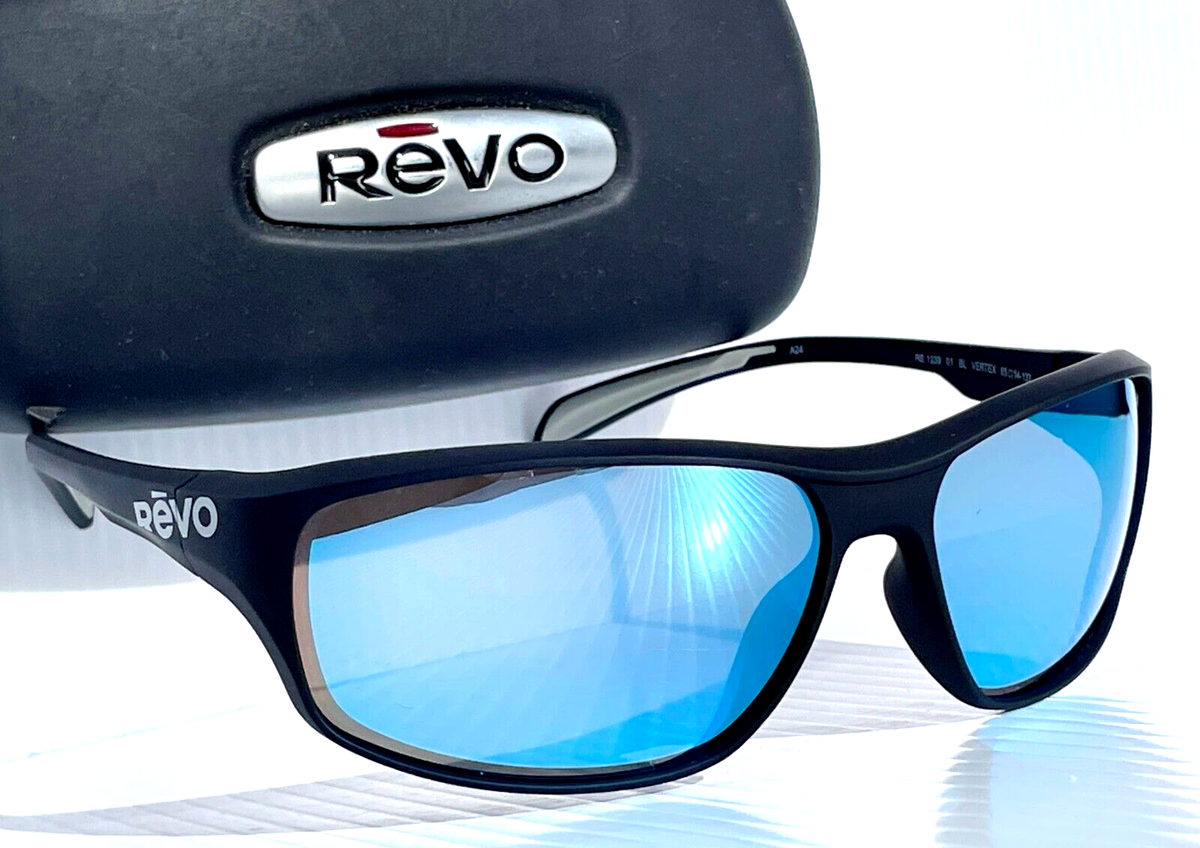 NEW Revo VERTEX Matte Black POLARIZED Blue Water Sunglass RE 1239