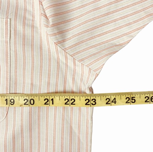 Camisa Saddlebred Abotonada SS Para Hombres L Fácil Cuidado Calce Clásico Naranja Rayas - Imagen 13 de 17