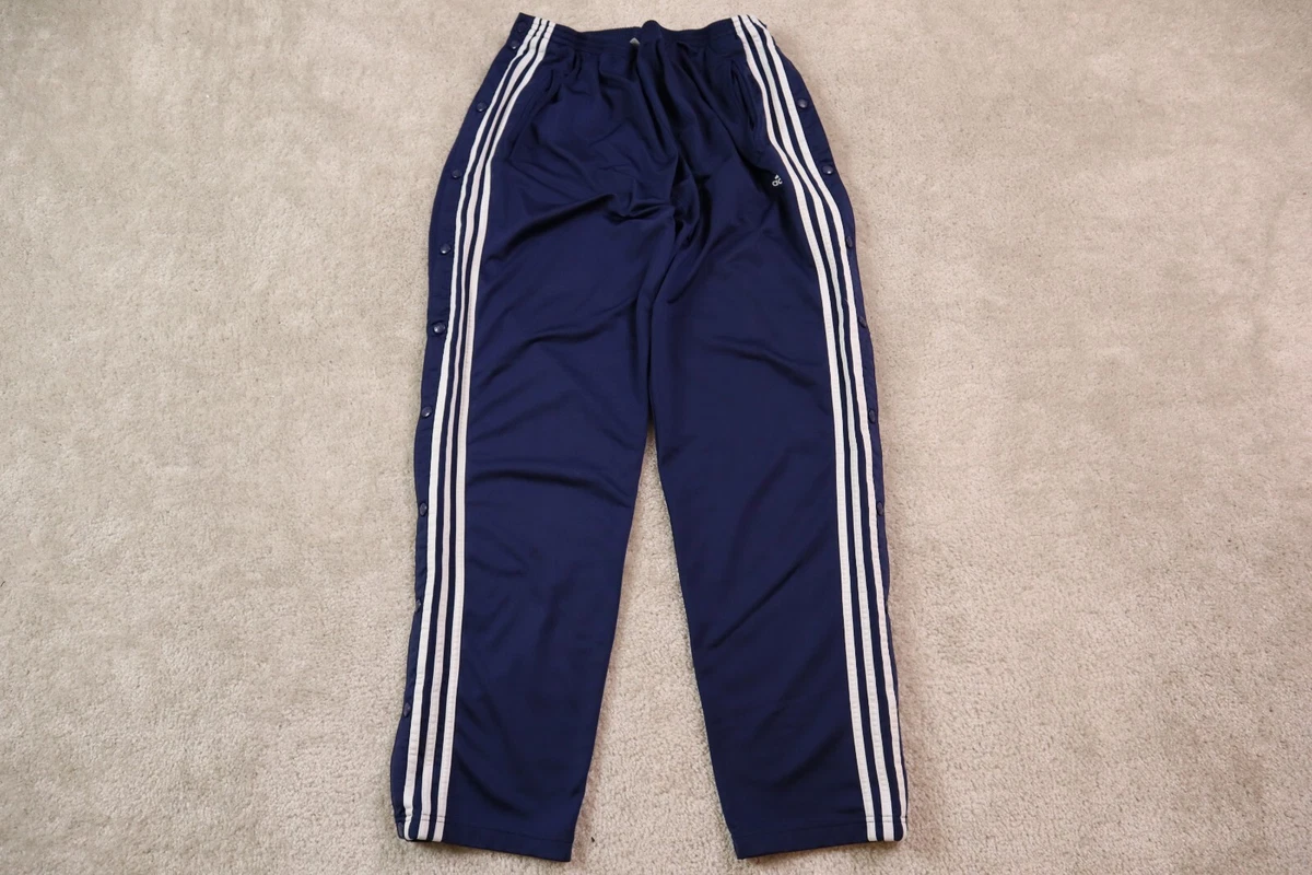 Adidas Vintage Track Pants Mens 2XL Blue Striped Break Away Snap Button Y2K