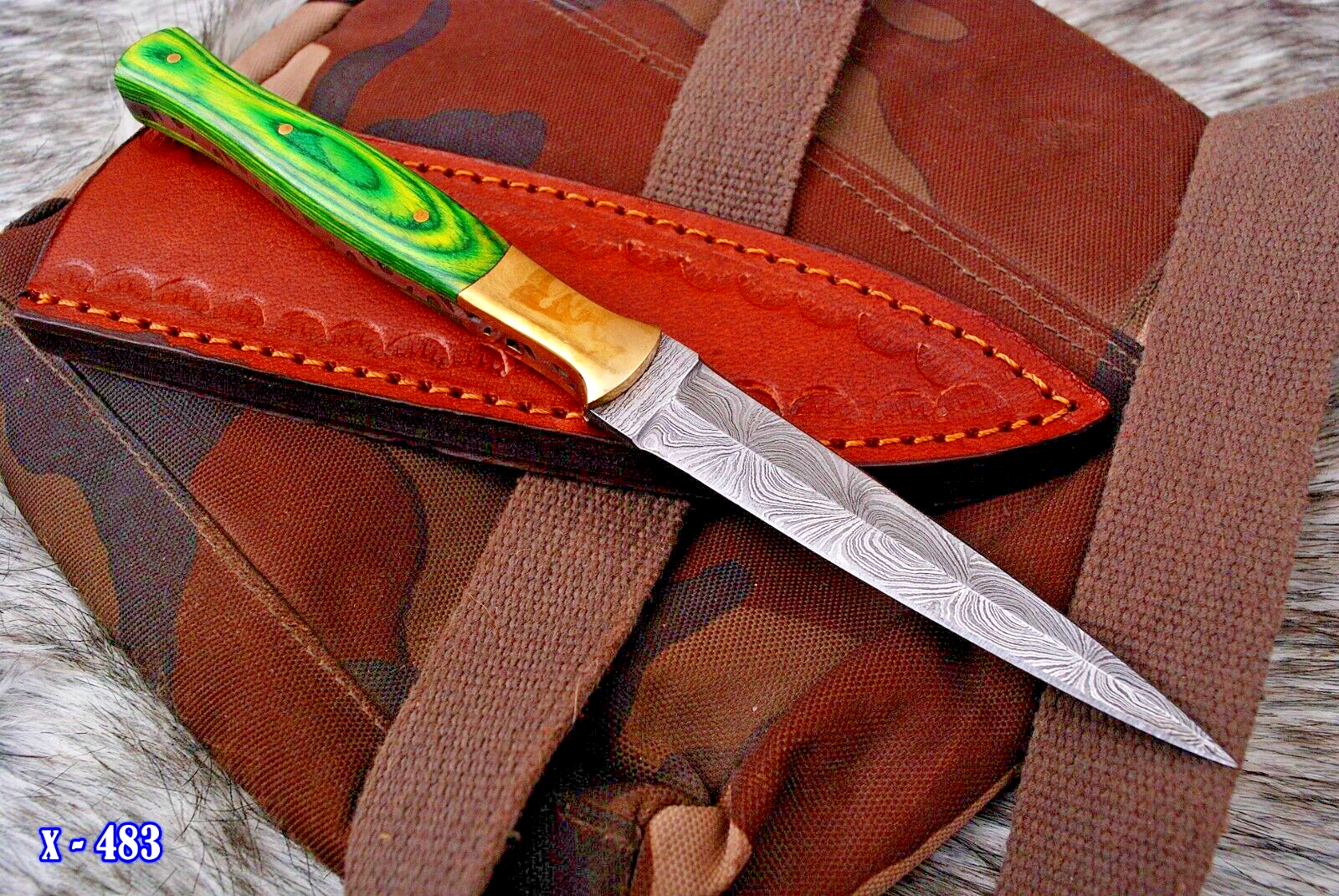 Vintage handmade Damascus double edged dagger boot TOOTHPICK knife 4'Fixed blade