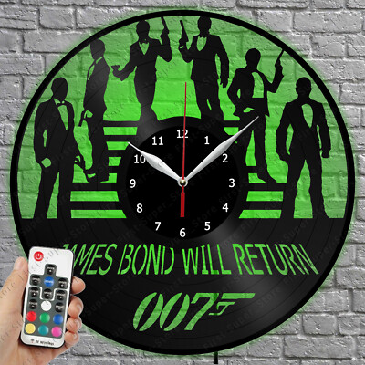 LED Clock James Bond Vinyl Record Wall Clock Led Light Wall Clock 3954