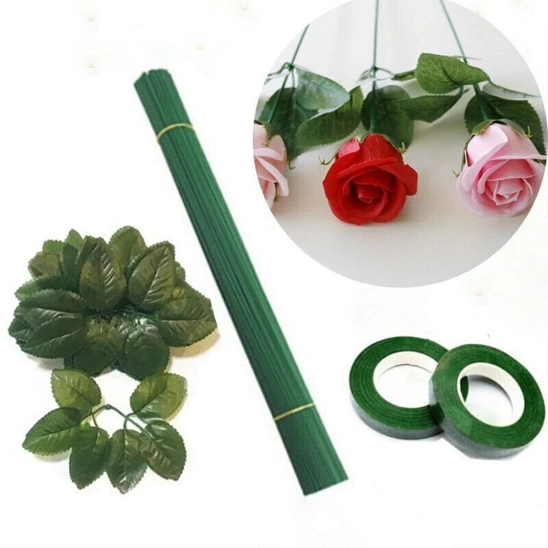 Artificial Flower Pole Iron Wire Silk Roses Fake Leaf For Wedding