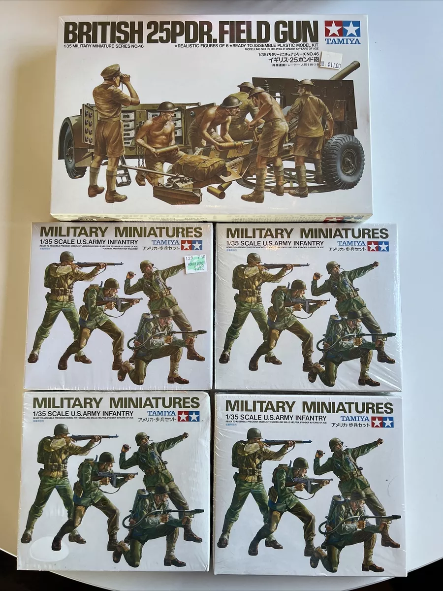 5x WW2 World War U.S. British Army Military 1/35 Scale Field Gun Model Kit  Lot