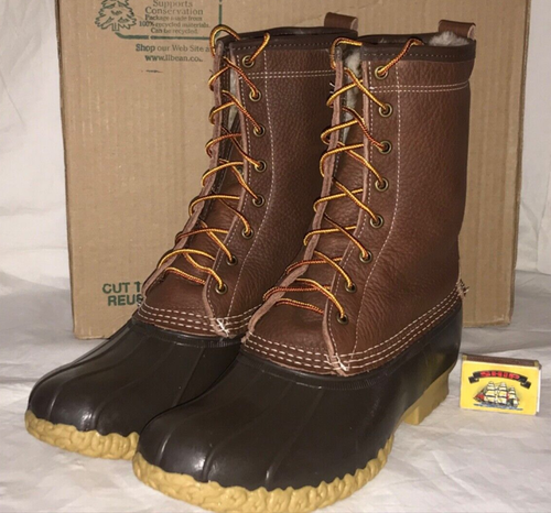 LL Bean 10" Shearling-Lined Boots UK8 US9 Tumbled Leather Maple/Brown