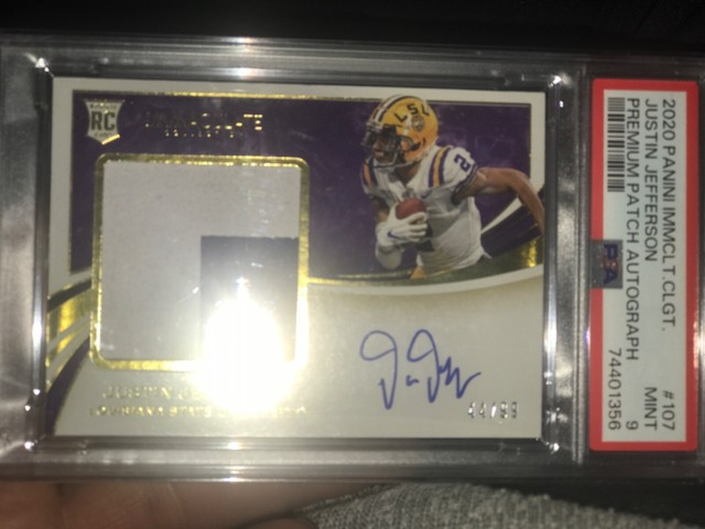 Justin Jefferson 2020 Panini Immaculate Rookie Patch Autographs