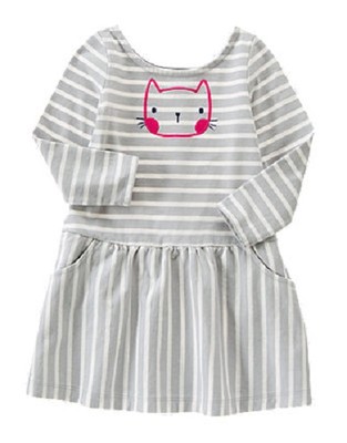 Gymboree Gray Striped Kitty Cat Dress Infant Baby Girl 6-12 Months | eBay