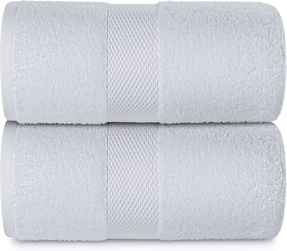 Sábanas de Baño Toallas Extra Grandes 35x70 Pulgadas | Paquete de 2, Blanco Lujo Altamente Absorbente Foto 2 de 4