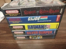 Nes Custom Game Case Lot Of 5 G I.Joe, Silver Surfer, River City Ransom And More