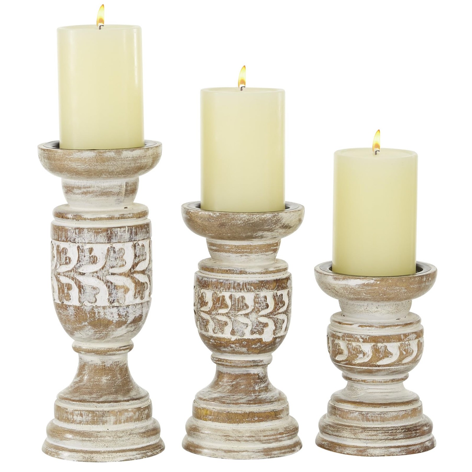 With Carved Designs, Set Of 3 6", 8",