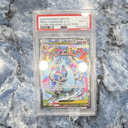 Pokémon Mega Charizard X ex 023 Me: Mega Evolution Promo Holo PSA 8