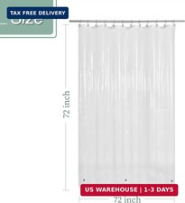 Clear Shower Curtain Liner with 3 Magnets, 72X72 Premium Flexible Sturdy Plastic