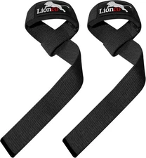 LIONCO Weightlifting Straps for Gym – Heavy Duty Padded Wrist BLACK 