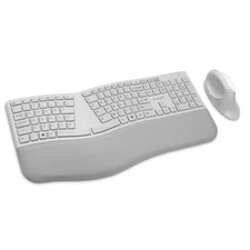 Ergonomic Wireless Keyboard and Mouse Set Split Sloped 2.4GHz Bluetooth Grey