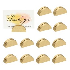 12 Pack Wood Place Card Holder, Wooden Table Number Holder,Half-Round Gold