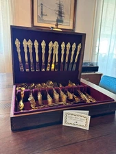 GORGEOUS WMF Golden 49er 24K Gold Electroplate Flatware Set Wood Case For 12