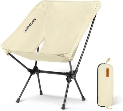 CAMEL CROWN Portable Camping Chair Folding Compact Lawn 1 Pack, White 