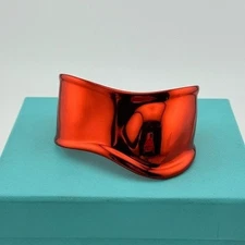 RARE Tiffany & Co. Limited Edition Red Elsa Peretti Bone Cuff, Small Motif