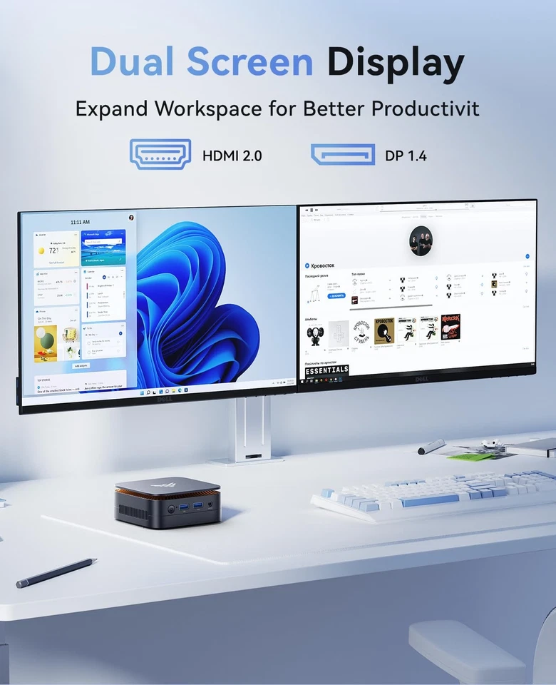 Essenx E1 Mini PC Computer with N97 Processor, 16GB DDR4 RAM 256GB M.2 SSD, M... - Image 4 of 4