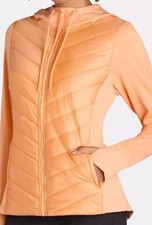 Avia Women's Chevron Quilt Hybrid Jacket Zip Pockets, XS 0/2 NWT Pale Orange