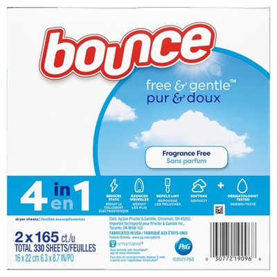 Bounce Laundry Detergent Sheets - 330ct: Unscented, Fabric Softener