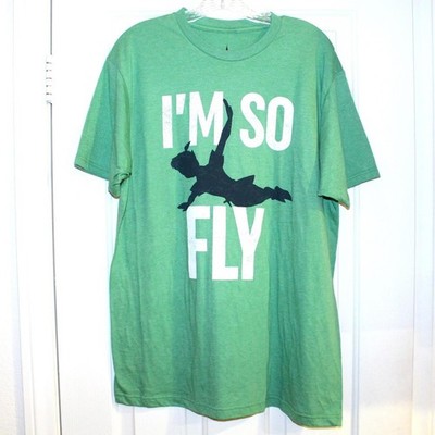 New Disney Parks Peter Pan I'M SO FLY NeverLand Green T-Shirt Size Large new