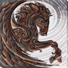 Bead Embroidery Kit "Black Pegasus" Stitching Handmade Beadwork