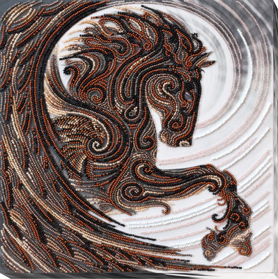 Bead Embroidery Kit ''Black Pegasus'' Stitching Handmade Beadwork