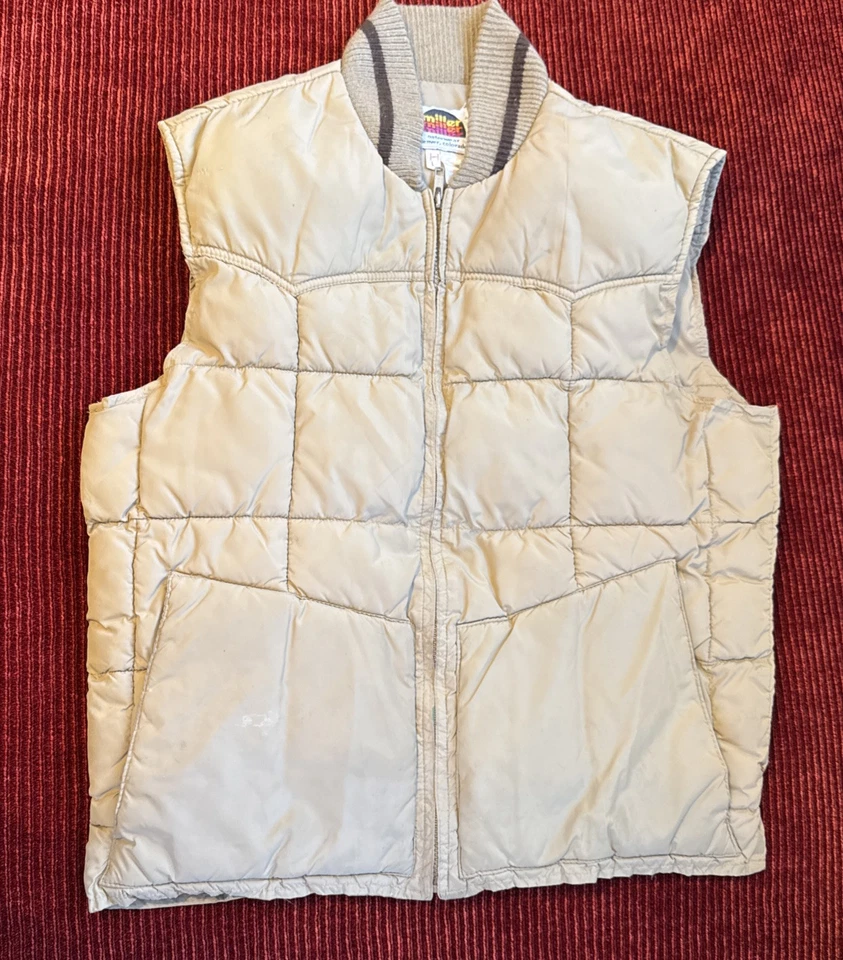 MILLER DENVER COLORADO VEST LARGE MEN PUFFER ZIP POCKETS TAN USA MADE XLNT CON 3 - Image 2 of 4