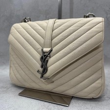YSL Saint Laurent Satchel V Stitch White College Handbag
