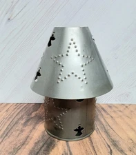 Vintage Tin Punched Candle Lamp With Stars & Angels