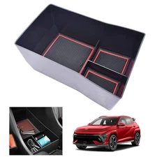 For 2024 2025 Hyundai Kona Accessories Centre Console Armrest Storage Trays Box