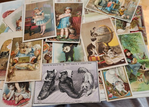 Victorian LOT OF 41 Trade Cards And Scrapbook Cards Featuring CATS. FABELHAFT  - Bild 7 von 11