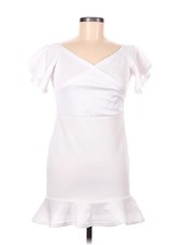 NWT PrettyLittleThing Women White Cocktail Dress 8